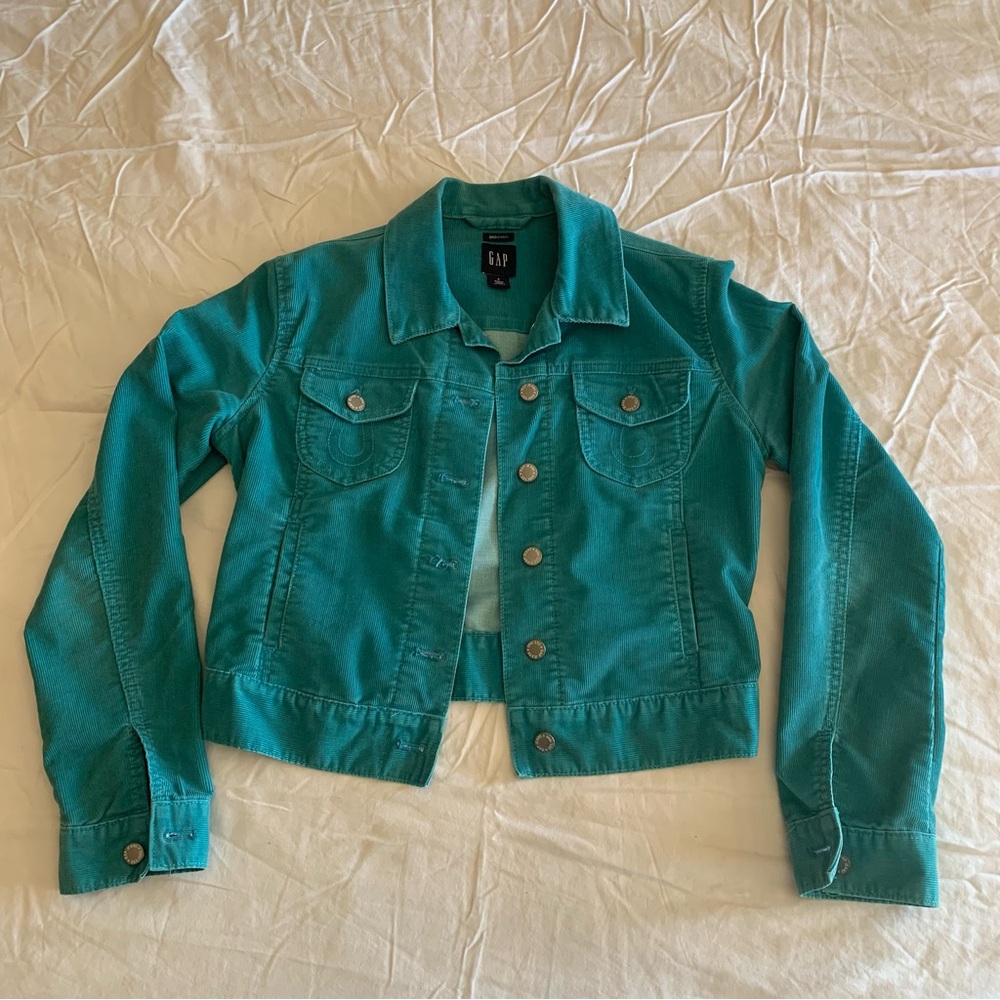 GAP Teal Corduroy Cropped Jacket